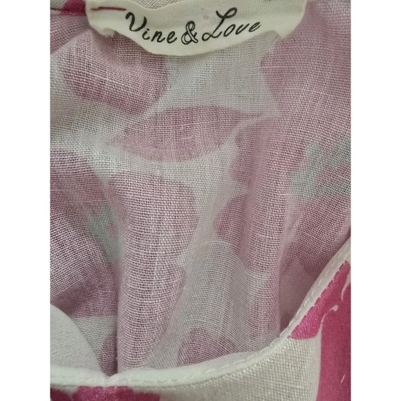 Vine & Love Women Balloon Sleeve Floral Peasant Top Small‎ Mod Retro Hippie Pink - Picture 4 of 5
